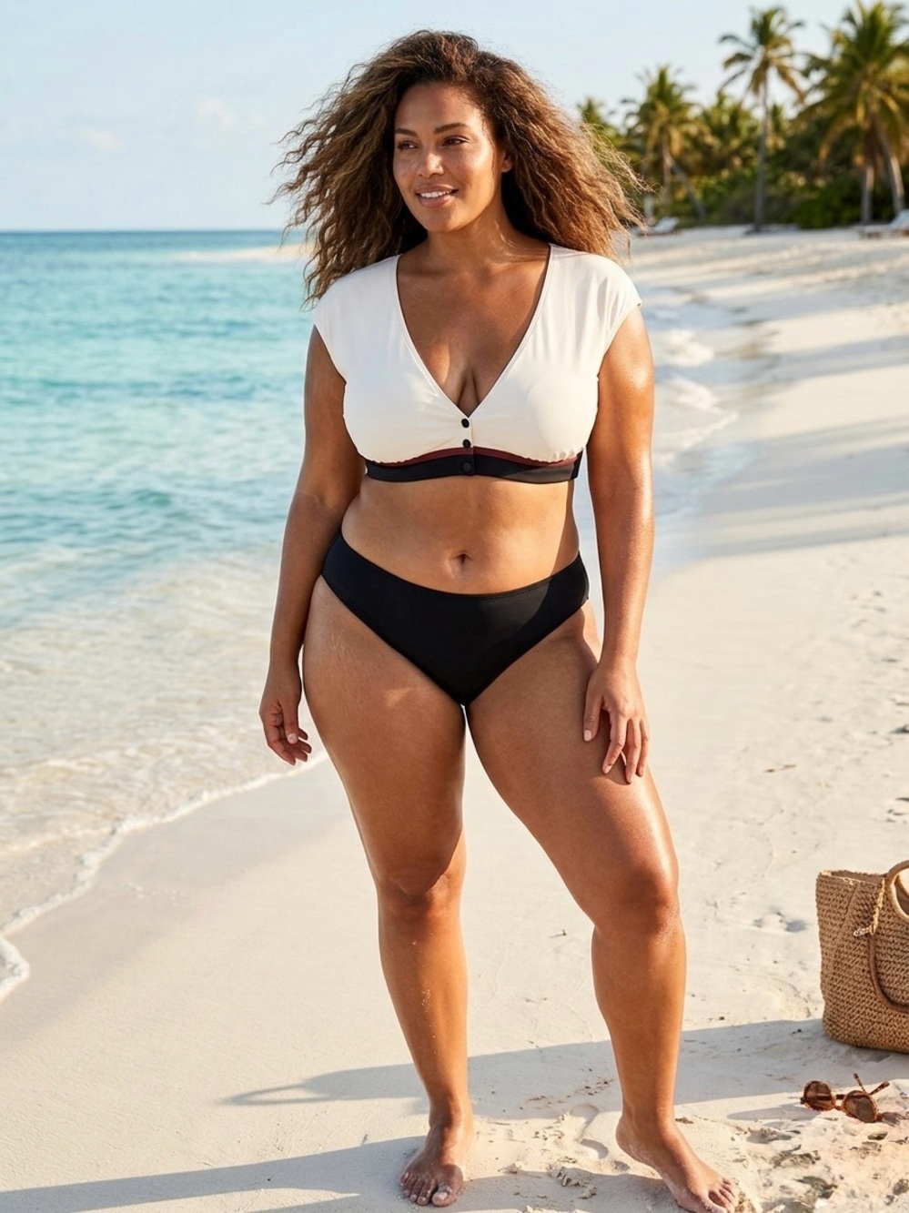 Bleu Rod Beattie White V-Neck Crop Bikini Top NWT
